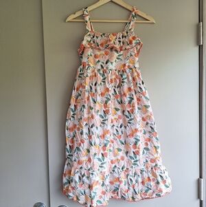 Isaac Mizrahi New York Girl's summer Dress oranges print size 10 Cotton Like New